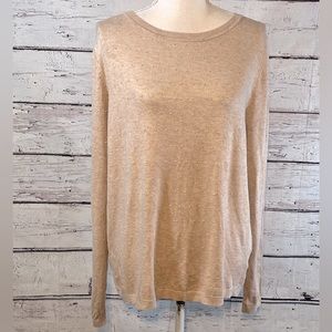 TEE BERRY & WEAVE Sweater Crewneck Lightweight Oatmeal Heather w Raised Dots-L